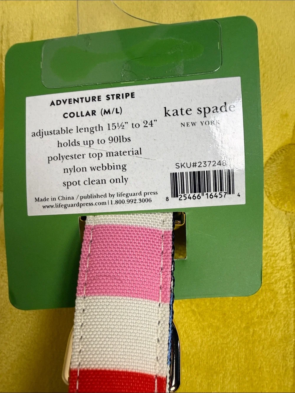 Kate Spade New York Adventure Stripe Dog Collar M/L 15